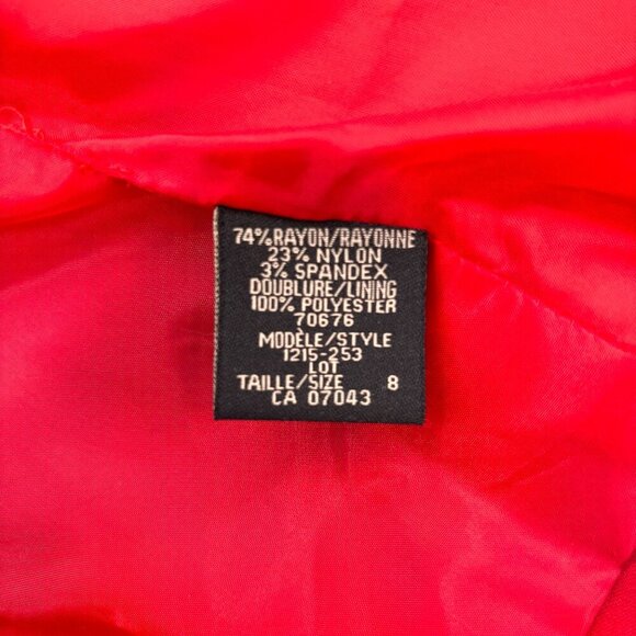 Simply Manakin Red Button Down Pocket Details Lined Short Sleeve Blazer Sz 8 - Picture 4 of 9